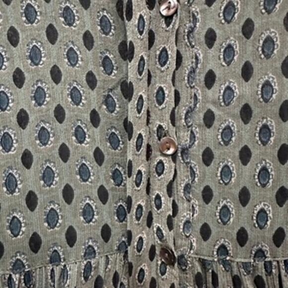 CCDK Copenhagen Size 38 (US 8) Sheer Tunic Top Multicolor Button Collar Boho - Picture 6 of 13